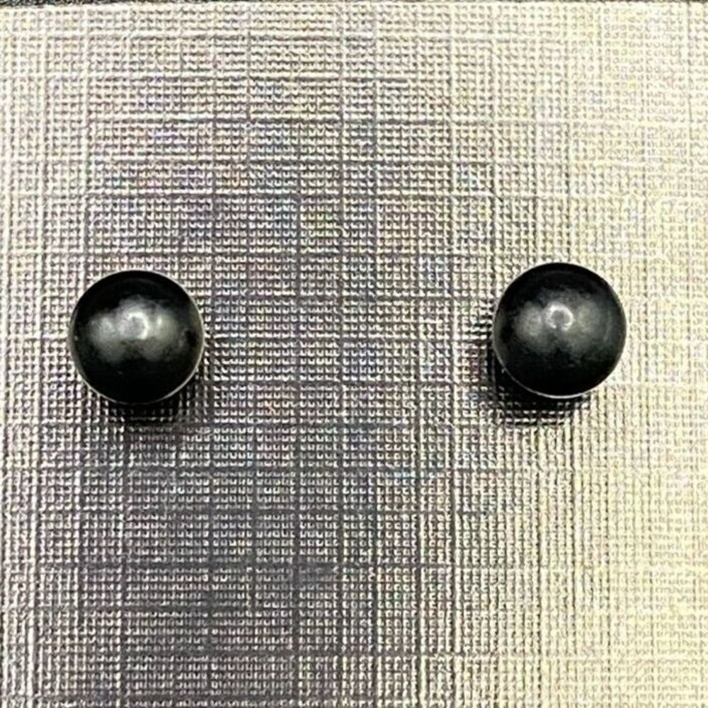 Plastic Flat Black 8mm Ball Stud Earrings